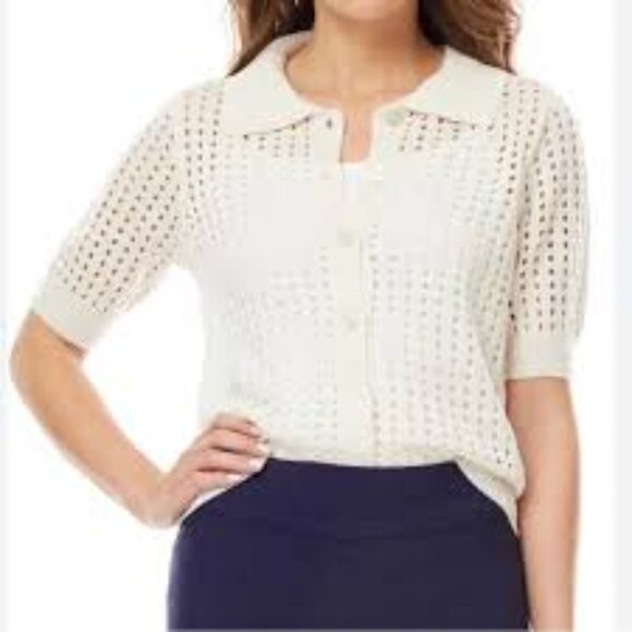 By Design Zena Off White Cardigan Size Small EUC - Picture 1 of 8